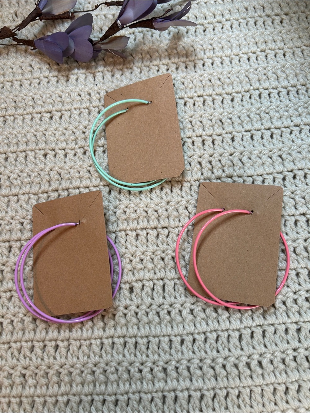 Pastel Hoop Earring Set - Mint, Lavender & Pink
